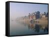 The Ganga (Ganges) River Waterfront, Varanasi (Benares), Uttar Pradesh State, India-John Henry Claude Wilson-Framed Stretched Canvas