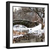 The Gapstow Bridge of Central Park in Winter, Manhattan in New York City-Philippe Hugonnard-Framed Photographic Print