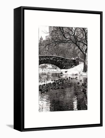 The Gapstow Bridge of Central Park in Winter, Manhattan in New York City-Philippe Hugonnard-Framed Stretched Canvas