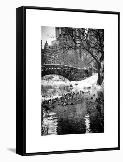 The Gapstow Bridge of Central Park in Winter, Manhattan in New York City-Philippe Hugonnard-Framed Stretched Canvas