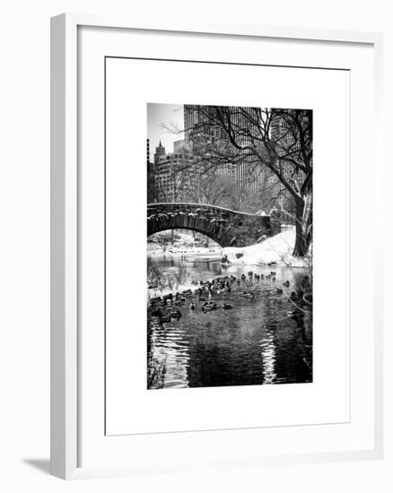 The Gapstow Bridge of Central Park in Winter, Manhattan in New York City-Philippe Hugonnard-Framed Art Print