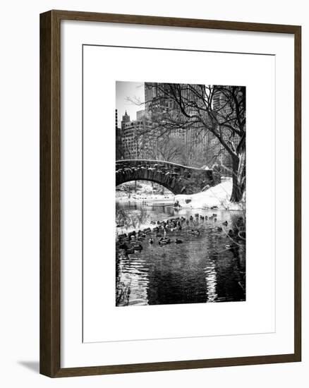 The Gapstow Bridge of Central Park in Winter, Manhattan in New York City-Philippe Hugonnard-Framed Art Print
