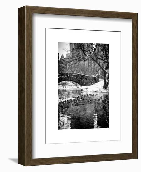 The Gapstow Bridge of Central Park in Winter, Manhattan in New York City-Philippe Hugonnard-Framed Art Print