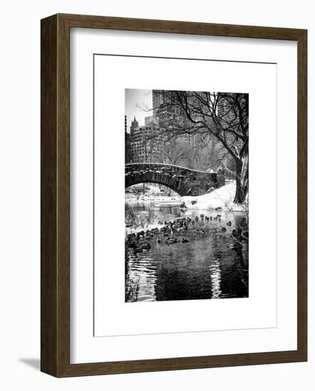 The Gapstow Bridge of Central Park in Winter, Manhattan in New York City-Philippe Hugonnard-Framed Art Print