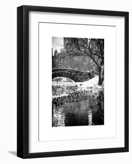 The Gapstow Bridge of Central Park in Winter, Manhattan in New York City-Philippe Hugonnard-Framed Art Print