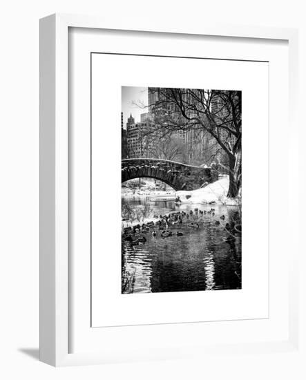 The Gapstow Bridge of Central Park in Winter, Manhattan in New York City-Philippe Hugonnard-Framed Art Print