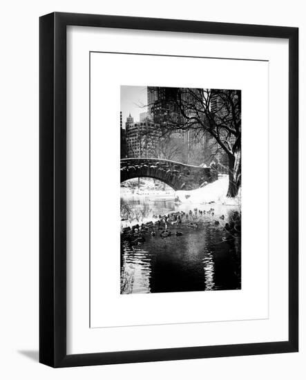 The Gapstow Bridge of Central Park in Winter, Manhattan in New York City-Philippe Hugonnard-Framed Art Print