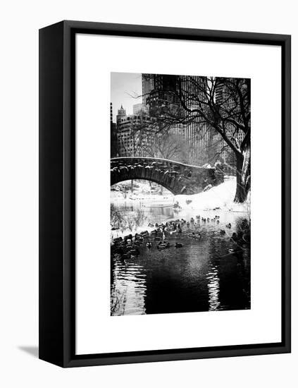 The Gapstow Bridge of Central Park in Winter, Manhattan in New York City-Philippe Hugonnard-Framed Stretched Canvas