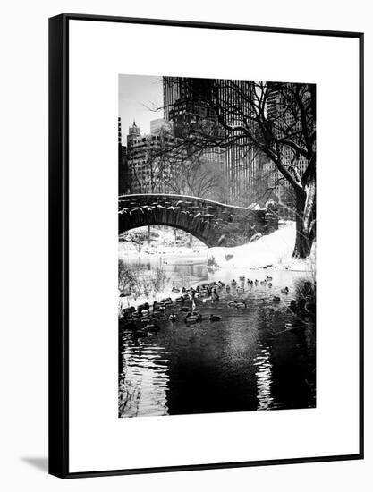 The Gapstow Bridge of Central Park in Winter, Manhattan in New York City-Philippe Hugonnard-Framed Stretched Canvas