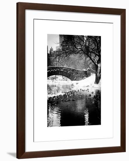 The Gapstow Bridge of Central Park in Winter, Manhattan in New York City-Philippe Hugonnard-Framed Art Print