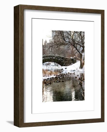 The Gapstow Bridge of Central Park in Winter, Manhattan in New York City-Philippe Hugonnard-Framed Art Print