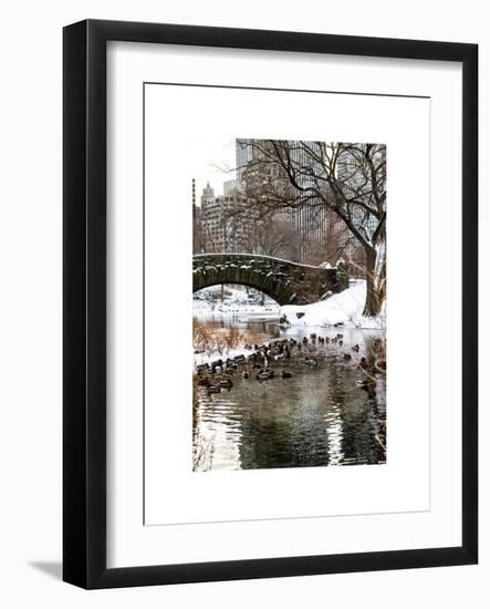 The Gapstow Bridge of Central Park in Winter, Manhattan in New York City-Philippe Hugonnard-Framed Art Print