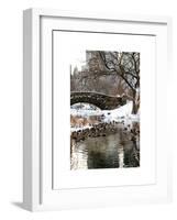 The Gapstow Bridge of Central Park in Winter, Manhattan in New York City-Philippe Hugonnard-Framed Art Print