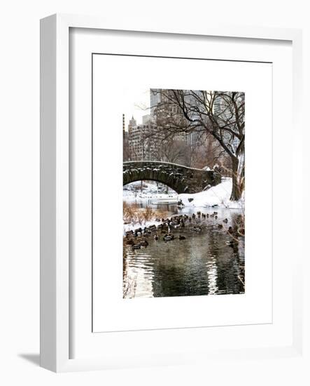 The Gapstow Bridge of Central Park in Winter, Manhattan in New York City-Philippe Hugonnard-Framed Art Print