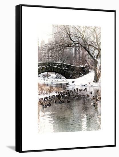 The Gapstow Bridge of Central Park in Winter, Manhattan in New York City-Philippe Hugonnard-Framed Stretched Canvas