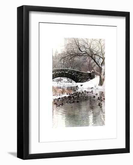 The Gapstow Bridge of Central Park in Winter, Manhattan in New York City-Philippe Hugonnard-Framed Art Print