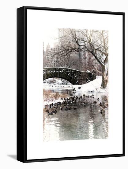 The Gapstow Bridge of Central Park in Winter, Manhattan in New York City-Philippe Hugonnard-Framed Stretched Canvas