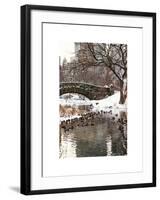 The Gapstow Bridge of Central Park in Winter, Manhattan in New York City-Philippe Hugonnard-Framed Art Print