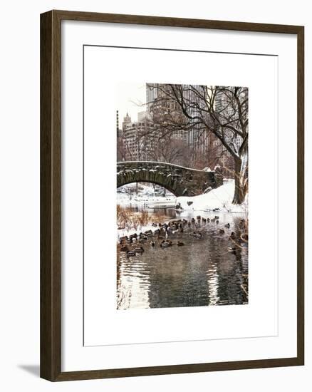 The Gapstow Bridge of Central Park in Winter, Manhattan in New York City-Philippe Hugonnard-Framed Art Print