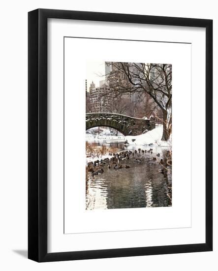 The Gapstow Bridge of Central Park in Winter, Manhattan in New York City-Philippe Hugonnard-Framed Art Print