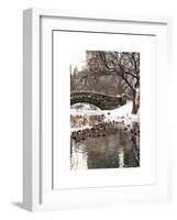 The Gapstow Bridge of Central Park in Winter, Manhattan in New York City-Philippe Hugonnard-Framed Art Print