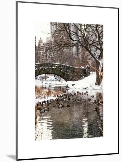 The Gapstow Bridge of Central Park in Winter, Manhattan in New York City-Philippe Hugonnard-Mounted Art Print