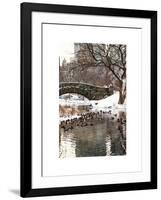 The Gapstow Bridge of Central Park in Winter, Manhattan in New York City-Philippe Hugonnard-Framed Art Print