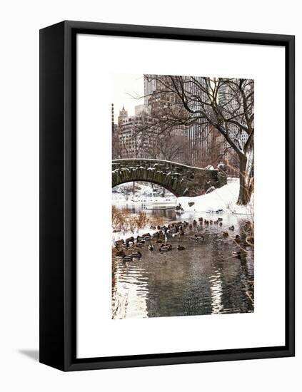 The Gapstow Bridge of Central Park in Winter, Manhattan in New York City-Philippe Hugonnard-Framed Stretched Canvas