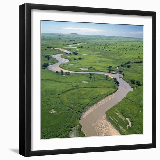 The Garamba River Winds Through the Grasslands of the Garamba National Park in Northern Congo-Nigel Pavitt-Framed Photographic Print