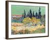 The Garden at Arles, Detail of the Cypress Trees, 1888 (Detail)-Vincent van Gogh-Framed Giclee Print