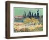 The Garden at Arles, Detail of the Cypress Trees, 1888 (Detail)-Vincent van Gogh-Framed Giclee Print