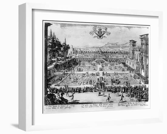 The Garden at the Palais De Nancy, Dedicated to the Duchess of Lorraine, 1624-Jacques Callot-Framed Giclee Print