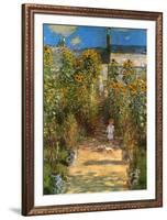 The Garden at Vetheuil-Claude Monet-Framed Art Print