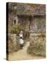 The Garden Gate-Helen Allingham-Stretched Canvas