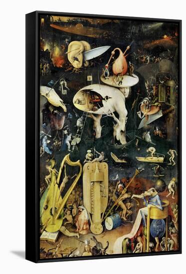 The Garden of Earthly Delights. Right side wing of the triptych: Hell. Oil On wood, 220 x 97cm.-HIERONYMUS BOSCH-Framed Stretched Canvas