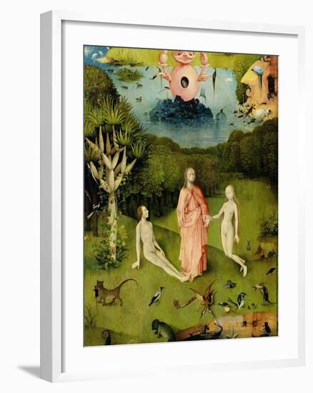 The Garden of Earthly Delights: The Garden of Eden, Left Wing of Triptych, c.1500-Hieronymus Bosch-Framed Giclee Print