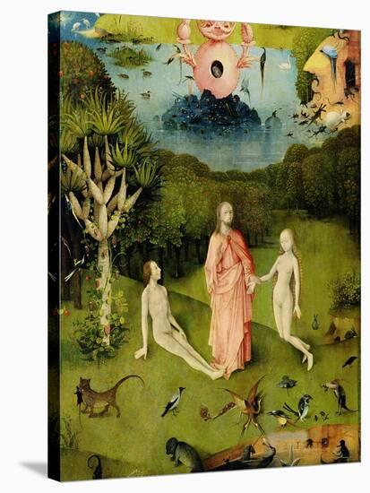 The Garden of Earthly Delights: The Garden of Eden, Left Wing of Triptych, c.1500-Hieronymus Bosch-Stretched Canvas