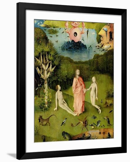 The Garden of Earthly Delights: The Garden of Eden, Left Wing of Triptych, c.1500-Hieronymus Bosch-Framed Giclee Print