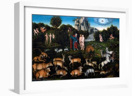 The Garden of Eden, 1530-Lucas Cranach the Elder-Framed Giclee Print