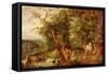 The Garden of Eden, in the Background the Temptation-Jan Brueghel the Elder-Framed Stretched Canvas