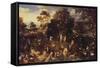 The Garden of Eden with Adam and Eve-Isaak van Oosten-Framed Stretched Canvas