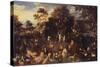 The Garden of Eden with Adam and Eve-Isaak van Oosten-Stretched Canvas