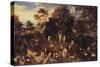 The Garden of Eden with Adam and Eve-Isaak van Oosten-Stretched Canvas