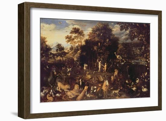 The Garden of Eden with Adam and Eve-Isaak van Oosten-Framed Giclee Print