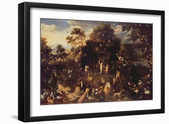 The Garden of Eden with Adam and Eve-Isaak van Oosten-Framed Giclee Print