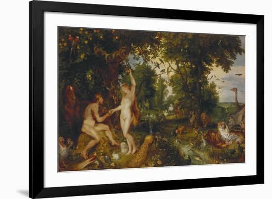 The Garden of Eden with the Fall of Man, about 1616-Peter Paul Rubens-Framed Giclee Print