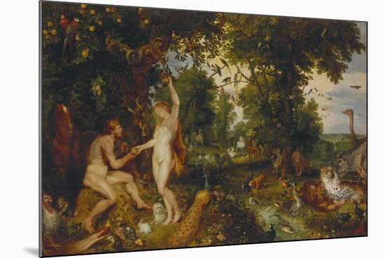 The Garden of Eden with the Fall of Man, about 1616-Peter Paul Rubens-Mounted Giclee Print