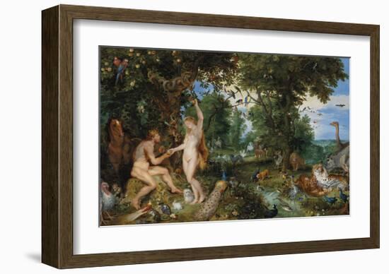 The Garden of Eden with the Fall of Man, c.1615-Peter Paul Rubens-Framed Premium Giclee Print