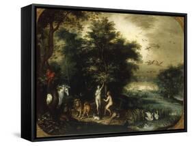 The Garden of Eden-Jan Breugel the Elder-Framed Stretched Canvas