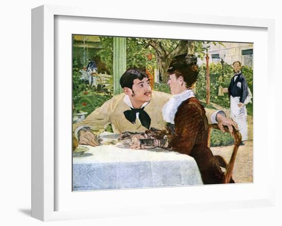 The Garden of Pere Lathuille, 1879-Edouard Manet-Framed Giclee Print